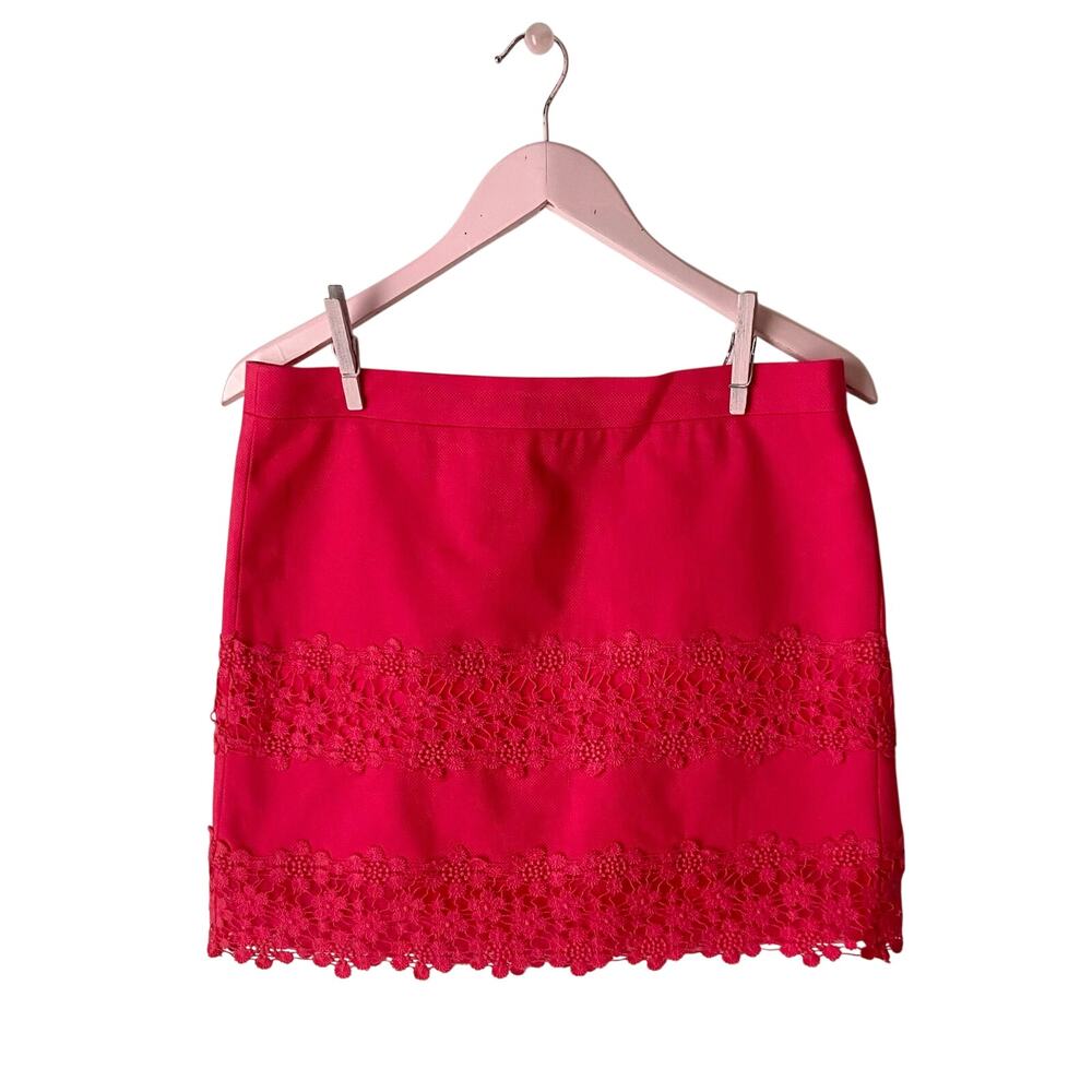 J. Crew Red Cotton Lacey Skirt